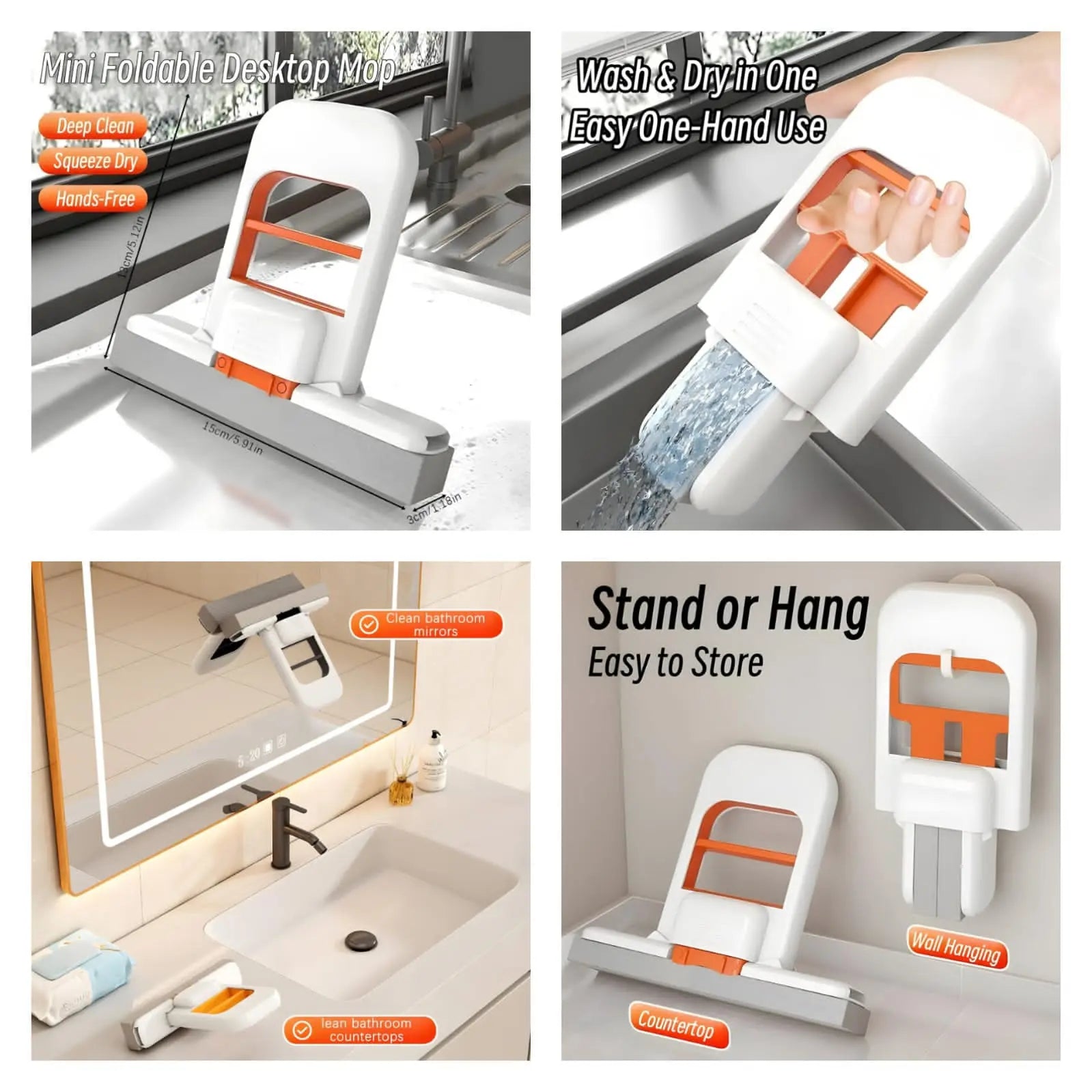 Foldable Mini Sponge Mop | for Kitchen, Bathroom, Car & Glass Bilzeno